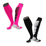 Lian LifeStyle Gorgeous Women's 1 2 Pair Long Athletic Football Soccer Socks Sport Tube Socks M XL0032-(Rose, Black)
