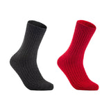 Lian LifeStyle Gorgeous Big Girls Women's 2 Pair Wool Crew Socks Size 6-9 FS03, Color (Black,Red)