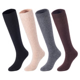 Lovely Annie Big Girl's & Women's 4 Pairs Knee High Wool Socks | Comfy, Cozy and Fancy Leg Warmer Stockings AFS05 Size 6-9(Black,Grey,Beige,Brown)