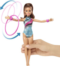 Load image into Gallery viewer, Barbie Dreamhouse Adventures Teresa Spin ‘n Twirl Gymnast Doll, 11.5-inch Brunette, in Leotard, with Accessories
