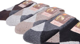 Lian LifeStyle Men's 4 Pairs Pack Extra Thick Wool Blend Socks Diamond Size 7-10