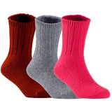 Children's Durable, Stretchable, Thick & Warm Wool Crew Socks. Perfect as Winter Snow Sock and All Seasons FS01, 3 Pair, Size 4Y-6Y, Wine, Grey, Red
