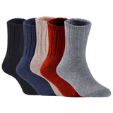 Children's Durable, Stretchable, Thick & Warm Wool Crew Socks. Perfect as Winter Snow Sock and All Seasons FS01, 5 Pair, Size 4Y-6Y, Black, Navy, Biege, Wine, Grey