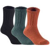 Children's Durable, Stretchable, Thick & Warm Wool Crew Socks. Perfect as Winter Snow Sock and All Seasons FS01, 3 Pair, Size 4Y-6Y, Black, DarkGrey, Coffee