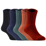 Children's Durable, Stretchable, Thick & Warm Wool Crew Socks. Perfect as Winter Snow Sock and All Seasons FS01, 5 Pair, Size 4Y-6Y, Black, Navy, DarkGrey, Coffee, Wine