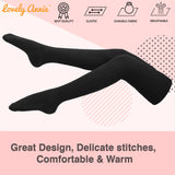 Remarkable Big Girl's Women's 3 Pairs Thigh High Cotton Socks Long Lasting, Colorful and Fancy LA1025 One Size (Black)