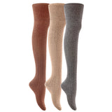 Lian LifeStyle Women's 3 Pairs Adorable Thigh High Cotton Socks Size 6-9 LLS1025