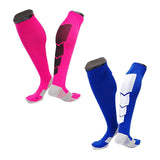 Lian LifeStyle Gorgeous Women's 1 2 Pair Long Athletic Football Soccer Socks Sport Tube Socks M XL0032-(Rose, Blue)