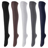 Lovely Annie Women's 5 Pairs Over Knee High Thigh High Cotton Socks A1024 Size 6-9
