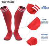 Lian LifeStyle Adult's 2 Pairs Knee High Sports Socks Striped Size 6-9