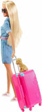 Barbie Travel Doll, Blonde, with Puppy, Opening Suitcase, for 3-7 Year Olds