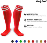 Lovely Annie Girls' 2 Pairs Knee High Sports Socks for Baseball/Soccer/Lacrosse 003 XS(Red)