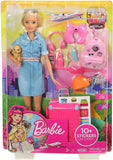 Barbie Travel Doll, Blonde, with Puppy, Opening Suitcase, for 3-7 Year Olds