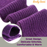 Lovely Annie Big Girl's & Women's 4 Pairs Knee High Wool Socks | Comfy, Cozy and Fancy Leg Warmer Stockings AFS05 Size 6-9(Grey,Purple,Blue,Brown)
