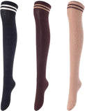 Lovely Annie Women's 3 Pairs Over Knee High Thigh High Cotton Socks Size 6-9 A1023