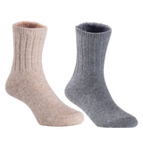 Children's Durable, Stretchable, Thick & Warm Wool Crew Socks. Perfect as Winter Snow Sock and All Seasons FS01, 2 Pair, Size 4Y-6Y, Biege, Grey