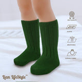 Lian LifeStyle Fascinating Children's 6 Pairs Knee High Wool Blend Boot Socks Resistant, Comfortable and Health Focused Size M(2-4Y)-(Green)