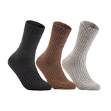 Lian LifeStyle Gorgeous Big Girls Women's 3 Pair Wool Crew Socks Size 6-9 FS03, Color (Black,Brown,LightGrey)