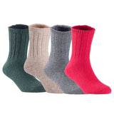 Children's Durable, Stretchable, Thick & Warm Wool Crew Socks. Perfect as Winter Snow Sock and All Seasons FS01, 4 Pair, Size 4Y-6Y, DarkGrey, Biege, Grey, Red