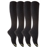 Lian LifeStyle Women's 4 Pairs Awesome Breathable Fancy and Cozy Knee High Cotton Boot Socks Size 6-9 (Black)