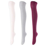 Lovely Annie Women's 3 Pairs Over Knee High Thigh High Cotton Socks Size 6-9 A1024