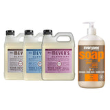 Liquid Hand Soap Refill, 1 Pack Lavender, 1 Pack Rain water, 1 Pack Peony, 33 OZ each include 1, 32 OZ Bottle of Bath & Shower Gel Soap, Citrus/Mint