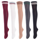 Lovely Annie Women's 5 Pairs Incredible Durable Super Soft Unique Over Knee High Thigh High Cotton Socks Size 6-9 A1023(Random)