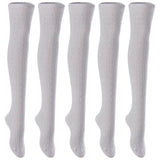 Lian LifeStyle Big Girl's Women's 5 Pairs Knee Thigh High Socks L1024 Size 6-9