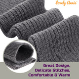 Lovely Annie Big Girl's & Women's 4 Pairs Knee High Wool Socks | Comfy, Cozy and Fancy Leg Warmer Stockings AFS05 Size L/XL(Grey)