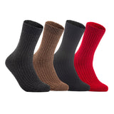 Lian LifeStyle Gorgeous Big Girls Women's 4 Pair Wool Crew Socks Size 6-9 FS03, Color (Black,Brown,DarkGrey,Red)