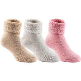 Lian LifeStyle Girl's 3 Pairs Extra Thick Wool Boot Socks Crew Plain Color LK01 (0Y-5Y)