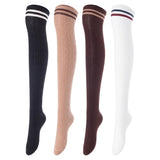 Incredible Women's 4 Pairs Thigh High Cotton Socks Unique, Durable and Super Soft For Everyday Relaxed Feet LAJ1023 Size 6-9 (Black,Coffee,Khaki,White)