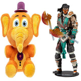 Five Nights at Freddy's Pizza Simulator - Orville Elephant Collectible Figure + Toys Mortal Kombat Sub Zero Bloody Frozen Over Skin 7” Action Figure, Pack of 2