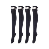 Incredible Women's 4 Pairs Thigh High Cotton Socks Unique, Durable And Super Soft For Everyday Relaxed Feet LAJ1023 Size 6-9 (Black)
