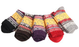 Lovely Annie Girl's 5 Pairs Pack Fashion Plaid-Maple Leaf Wool Socks One Size 6-9