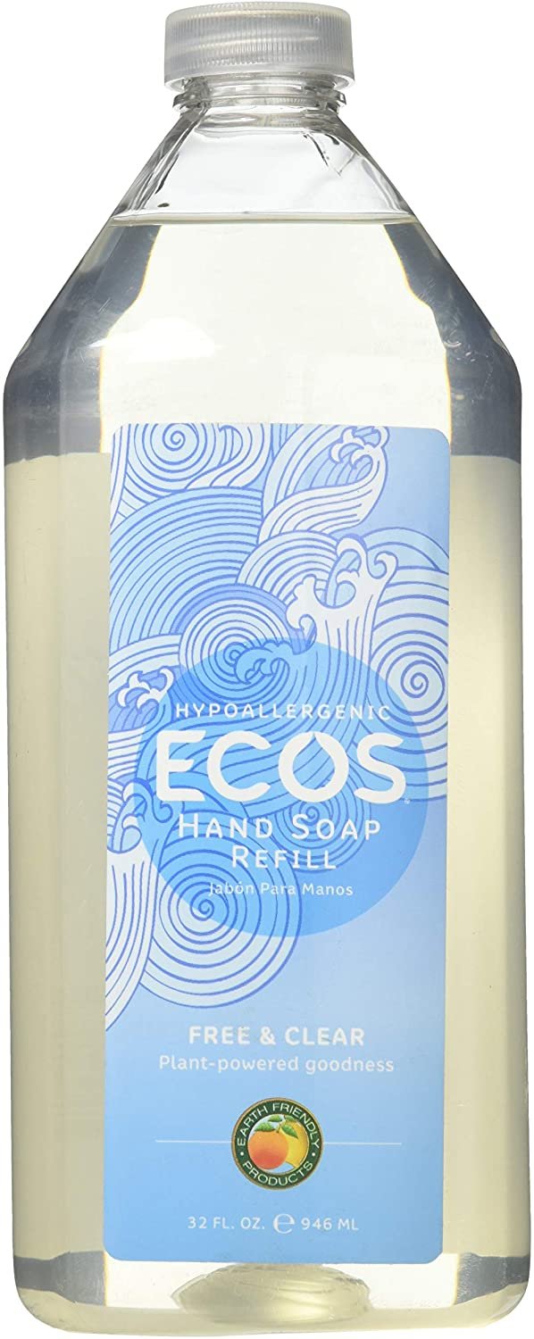 Hand Soap, Free and Clear, Paraben Free, Hypo Allergenic, Cruelty Free and Biodegradable Formula, Pack of 6, 32 Fl OZ Per Pack