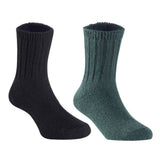 Children's Durable, Stretchable, Thick & Warm Wool Crew Socks. Perfect as Winter Snow Sock and All Seasons FS01, 2 Pair, Size 4Y-6Y, Black, DarkGrey