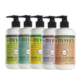 Mrs. Meyers Clean Day Hand Lotion, 1 Pack Lemon Verbena, 1 Pack Basil, 1 Pack Honeysuckle, 1 Pack Lavender, 1 Pack Geranium, 12 OZ each