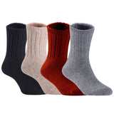 Children's Durable, Stretchable, Thick & Warm Wool Crew Socks. Perfect as Winter Snow Sock and All Seasons FS01, 4 Pair, Size 4Y-6Y, Black, Biege, Wine, Grey