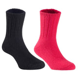 Children's Durable, Stretchable, Thick & Warm Wool Crew Socks. Perfect as Winter Snow Sock and All Seasons FS01, 2 Pair, Size 4Y-6Y, Black, Red