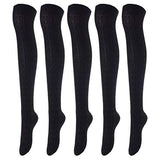 Lovely Annie Women's 5 Pairs Over Knee High Thigh High Cotton Socks A1024 Size 6-9
