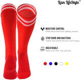 Lian LifeStyle Adult's 2 Pairs Knee High Sports Socks Striped Size 6-9