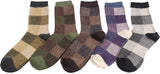 Lovely Annie Men's 5 Pairs Luxurious Angora Wool Crew Socks Big Square Size 7-10