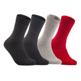 Lian LifeStyle Gorgeous Big Girls Women's 4 Pair Wool Crew Socks Size 6-9 FS03, Color (Black,DarkGrey,LightGrey,Red)