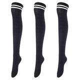 Lovely Annie Women's 3 Pairs Over Knee High Thigh High Cotton Socks Size 6-9 A1023