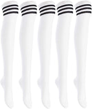Lian LifeStyle Big Girl's Women's 5 Pairs Thigh High Cotton Socks Size 6-9 L1022