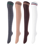Incredible Women's 4 Pairs Thigh High Cotton Socks Unique, Durable, Super Soft For Everyday Relaxed Feet LAJ1023 Size 6-9 (DarkGrey,Coffee,Beige,White)