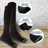 Women's 3 Pairs Attractive, Breathable, Lightweight, Moisture Wicking & Extra Soft  Knee High Cotton Boot Socks Size 6-9 AAT158212-1c1(Black)