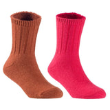 Children's Durable, Stretchable, Thick & Warm Wool Crew Socks. Perfect as Winter Snow Sock and All Seasons FS01, 2 Pair, Size 4Y-6Y, Coffee, Red
