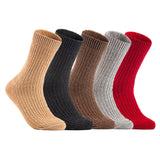 Lian LifeStyle Gorgeous Big Girls Women's 5 Pair Wool Crew Socks Size 6-9 FS03, Color (Beige,Black,Brown,LightGrey,Red)